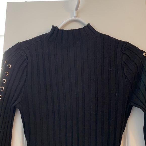 Fashion Nova Medium Body con Black  Sweater dress with gold detailing & ties - Picture 4 of 6